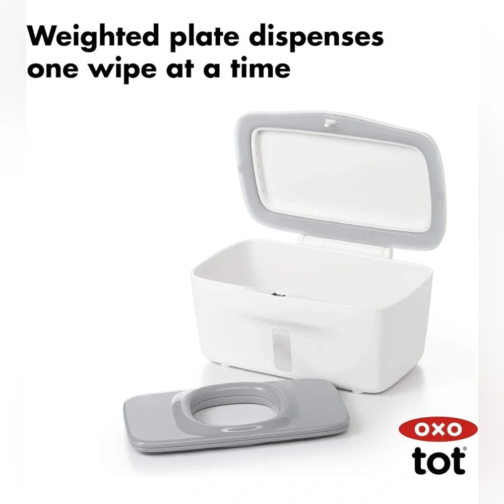 OXO Tot Perfect Pull Wipes Dispenser For Baby, White & Gray